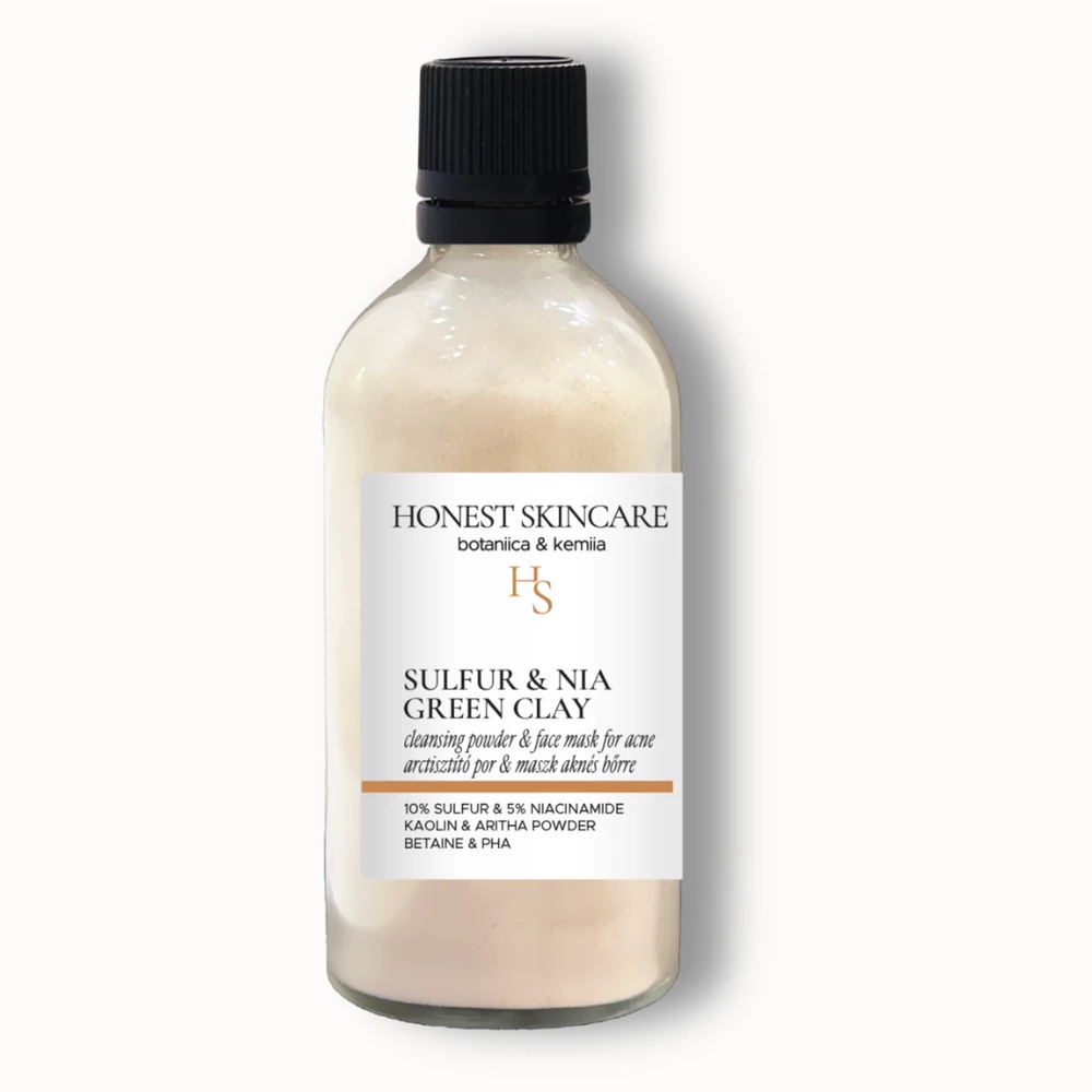 SULFUR &amp; NIA GREEN CLAY kénes arctisztító zsíros bőrre